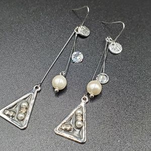 Korean pearl crystal sterling silver earrings